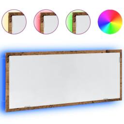 Berkfield Home LED Bathroom Mirror Old Wood 100x8.5x37 cm Engineered Wood in Brown - thumbnail 3