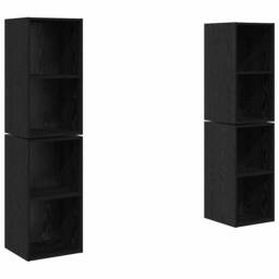 Berkfield Home Wall TV Cabinet 4 pcs Black oak 37 x 37 x 72 cm Engineered wood - thumbnail 3
