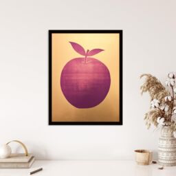 "Wee Blue Coo Wall Art Print Plum Apple On Gold Simple Colour Block Minimalist Kitchen Painting Art Framed - Size: W12"" x H16""" - thumbnail 4