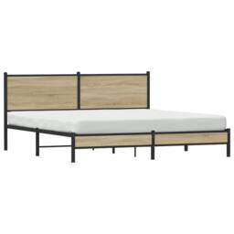 Berkfield Home Metal Bed Frame without Mattress Sonoma Oak 160x200 cm in Brown - thumbnail 4