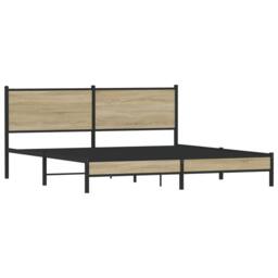 Berkfield Home Metal Bed Frame without Mattress Sonoma Oak 160x200 cm in Brown - thumbnail 3