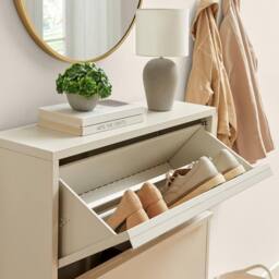 FurnitureboxUK Eira Metal Storage Shoe Cabinet in Cream - thumbnail 4