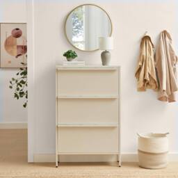 FurnitureboxUK Eira Metal Storage Shoe Cabinet in Cream - thumbnail 2
