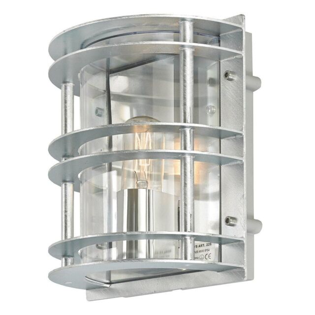 Netlighting Stockholm 1 Light Outdoor Flush Wall Light Galvanised IP55 E27 in Grey