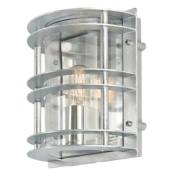 Netlighting Stockholm 1 Light Outdoor Flush Wall Light Galvanised IP55 E27 in Grey