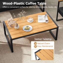 Costway 4PCS Garden Furniture Set Metal Frame Patio Conversation Set in Black - thumbnail 4