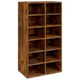 Berkfield Home Shoe Rack Smoked Oak 54x34x100.5 cm Engineered Wood in Brown - thumbnail 1
