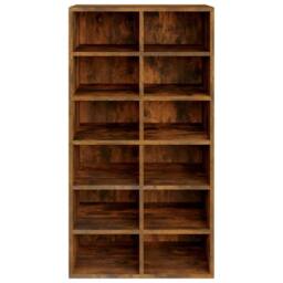 Berkfield Home Shoe Rack Smoked Oak 54x34x100.5 cm Engineered Wood in Brown - thumbnail 4