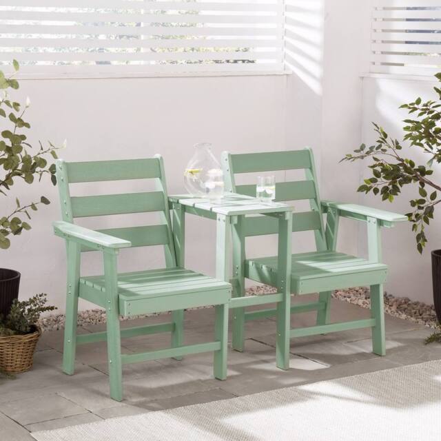 VonHaus Waterproof HDPE Jack & Jill Garden Bench Seat in Green - image 1