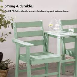 VonHaus Waterproof HDPE Jack & Jill Garden Bench Seat in Green - thumbnail 4