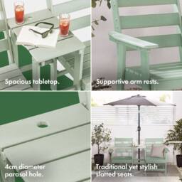 VonHaus Waterproof HDPE Jack & Jill Garden Bench Seat in Green - thumbnail 6