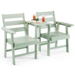 VonHaus Waterproof HDPE Jack & Jill Garden Bench Seat in Green - thumbnail 2
