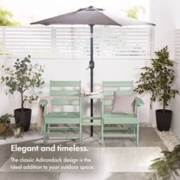 VonHaus Waterproof HDPE Jack & Jill Garden Bench Seat in Green - thumbnail 5