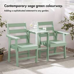 VonHaus Waterproof HDPE Jack & Jill Garden Bench Seat in Green - thumbnail 3