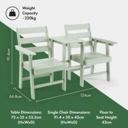 VonHaus Waterproof HDPE Jack & Jill Garden Bench Seat in Green - thumbnail 8
