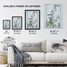 "Artery8 Leaf Cup Floral Painting Vintage Wall Art Print Overbeck in Blue - Size: W12"" x H16""" - thumbnail 3