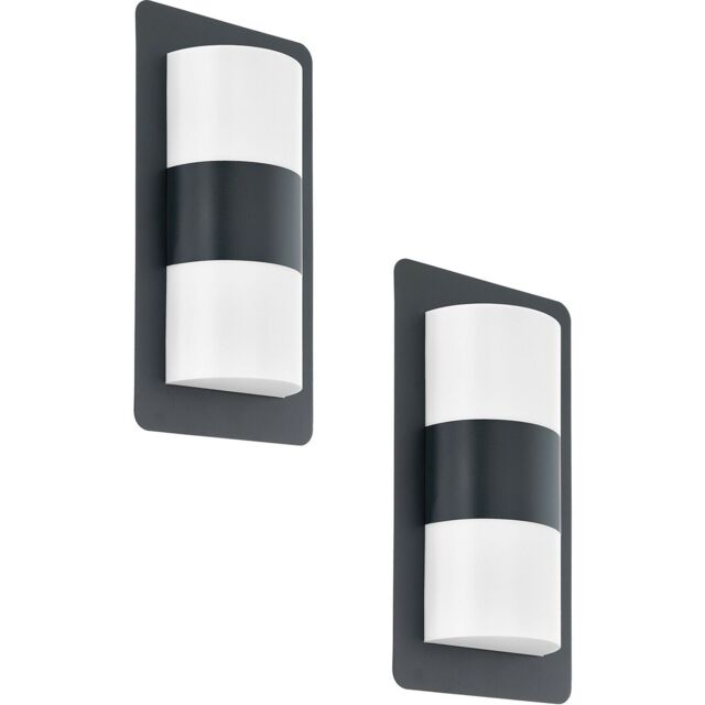 Loops 2 PACK IP44 Outdoor Wall Light Anthracite Zinc Plated Steel 2x 10W E27 in Metallics - image 1