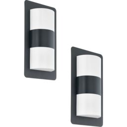 Loops 2 PACK IP44 Outdoor Wall Light Anthracite Zinc Plated Steel 2x 10W E27 in Metallics