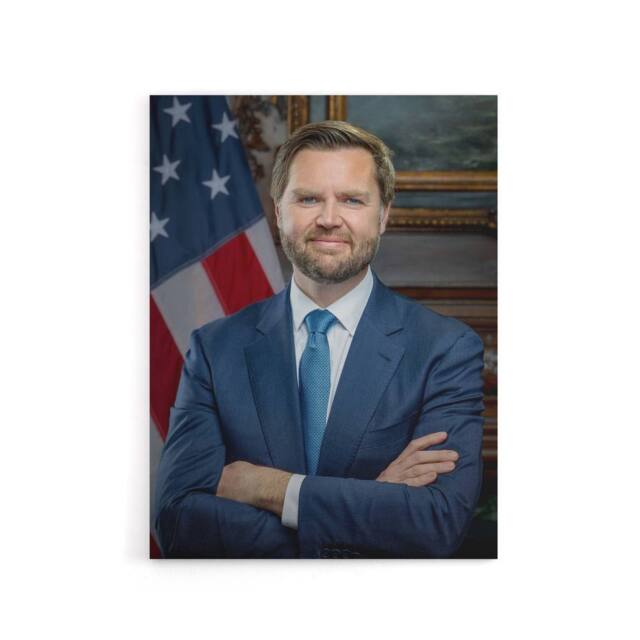 "Artery8 United States 50th Vice President JD Vance Canvas Wall Art Print in Blue - Size: W18"" x H24""" - image 1