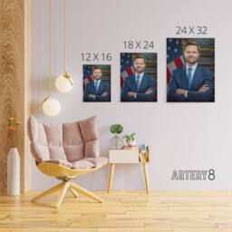 "Artery8 United States 50th Vice President JD Vance Canvas Wall Art Print in Blue - Size: W18"" x H24""" - thumbnail 4
