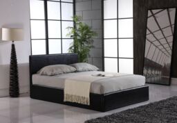Modernique Ottoman Double Storage Bed Faux Leather with Gas Lift Up Base in Black - thumbnail 2