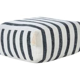 Wyld and Coco Striped Black and White Cotton Floor Cushion 45 x 45 x 20 cm - thumbnail 2