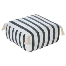Wyld and Coco Striped Black and White Cotton Floor Cushion 45 x 45 x 20 cm - thumbnail 5