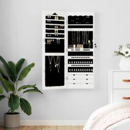 Berkfield Home Mirror Jewellery Cabinet Wall Mounted White 37.5x10x106 cm