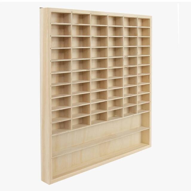 NESTLUNE 62Grids Wooden Display Case for 1/64 Model Car Diecast in Natural - image 1