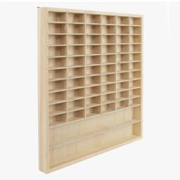 NESTLUNE 62Grids Wooden Display Case for 1/64 Model Car Diecast in Natural