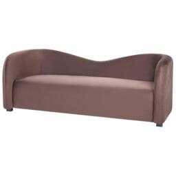 Wyld and Coco Curved Velvet Sofa and Armchairs Set Dark Brown L205 x D90 x H75cm - thumbnail 5