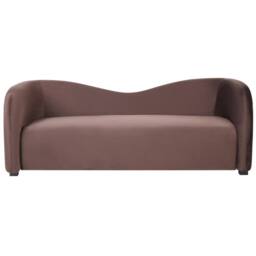 Wyld and Coco Curved Velvet Sofa and Armchairs Set Dark Brown L205 x D90 x H75cm - thumbnail 3
