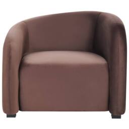 Wyld and Coco Curved Velvet Sofa and Armchairs Set Dark Brown L205 x D90 x H75cm - thumbnail 8