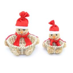 Shatchi Handmade Snowman Christmas Baskets Set Xmas Home décor Shop Pub Sweet Decorations, Multi - thumbnail 1