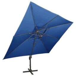 Berkfield Home Cantilever Umbrella with Double Top Azure Blue 400x300 cm - thumbnail 2