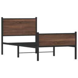 Berkfield Home Metal Bed Frame without Mattress Brown Oak 80x200 cm - thumbnail 3