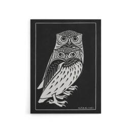 "Artery8 Two Owls Vintage Animal Painting Canvas Wall Art Print de Graag in Black - Size: W18"" x H24""" - thumbnail 1