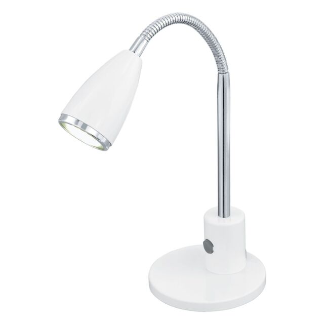 Loops Table Lamp Colour White Chrome Steel Rocker Switch Bulb GU10 1x3W Included - image 1