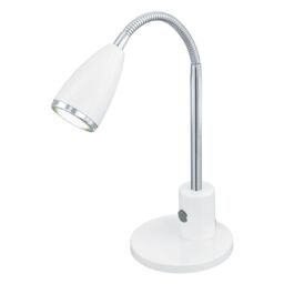 Loops Table Lamp Colour White Chrome Steel Rocker Switch Bulb GU10 1x3W Included
