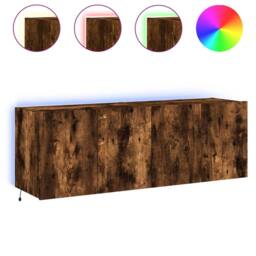 Berkfield Home TV Wall Cabinets with LED Lights 2 pcs Smoked Oak 60x35x41 cm in Brown - Size: 60 x 35 x 41 cm - thumbnail 3