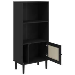 Berkfield Home Bookcase SENJA Rattan Look Black 60x35x130 cm Solid Wood Pine - Size: 60 x 35 x 130 cm - thumbnail 6