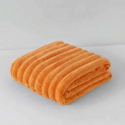 Snug City Chunky Ribbed Mink Throw Ultra Soft Warm Elegant Blanket for Sofa Bed in Orange - Size: 150 cm x 200 cm - thumbnail 2