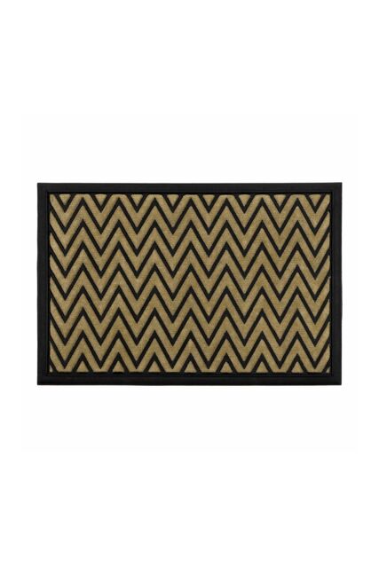 JVL Vienna Rubber Backed Scraper Doormat 40x60cm Zigzag in Brown - Size: 40 cm x 60 cm - image 1