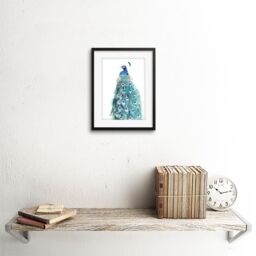 "Artery8 Wall Art Print Bird Peacock Watercolour Art Framed 9x7 inch in Black - Size: W7"" x H9""" - thumbnail 2