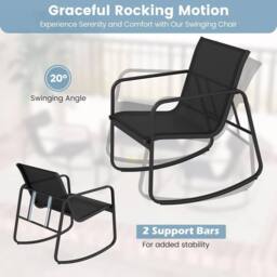 Kelvenix Outdoor Rocker Chair Conversation Set 4 in Black - Size: 0.6m2 - thumbnail 3