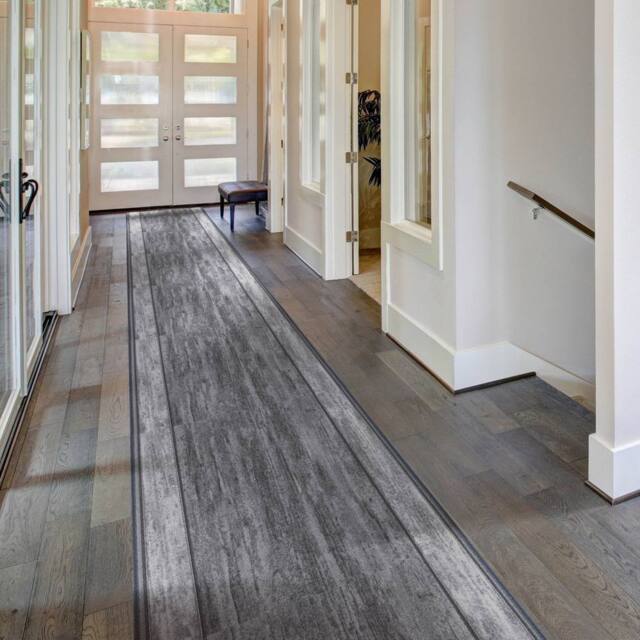 runrug Hallway Runner Rug - Non-Slip, Hardwearing, 5.4mm - 'Rama' in Grey - Size: 80 cm x 360 cm