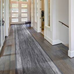 runrug Hallway Runner Rug - Non-Slip, Hardwearing, 5.4mm - 'Rama' in Grey - Size: 80 cm x 360 cm - thumbnail 1