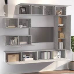 Berkfield Home 7 Piece TV Cabinet Set Concrete Grey Engineered Wood - thumbnail 3