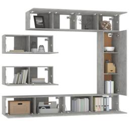 Berkfield Home 7 Piece TV Cabinet Set Concrete Grey Engineered Wood - thumbnail 4