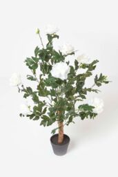 Homescapes Artificial Peony Tree in Black Pot, 100 cm Tall in Cream - thumbnail 3